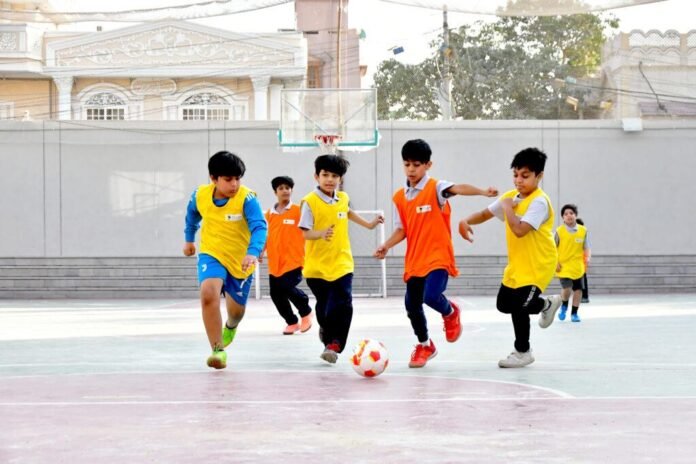 Students using sports facilities at a federal educational institution in Islamabad under PSDP projects